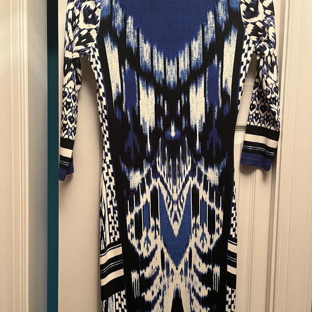 Roberto Cavalli Bodycon Abstract Pattern 3/4 sleeve dress - Picture 6 of 11
